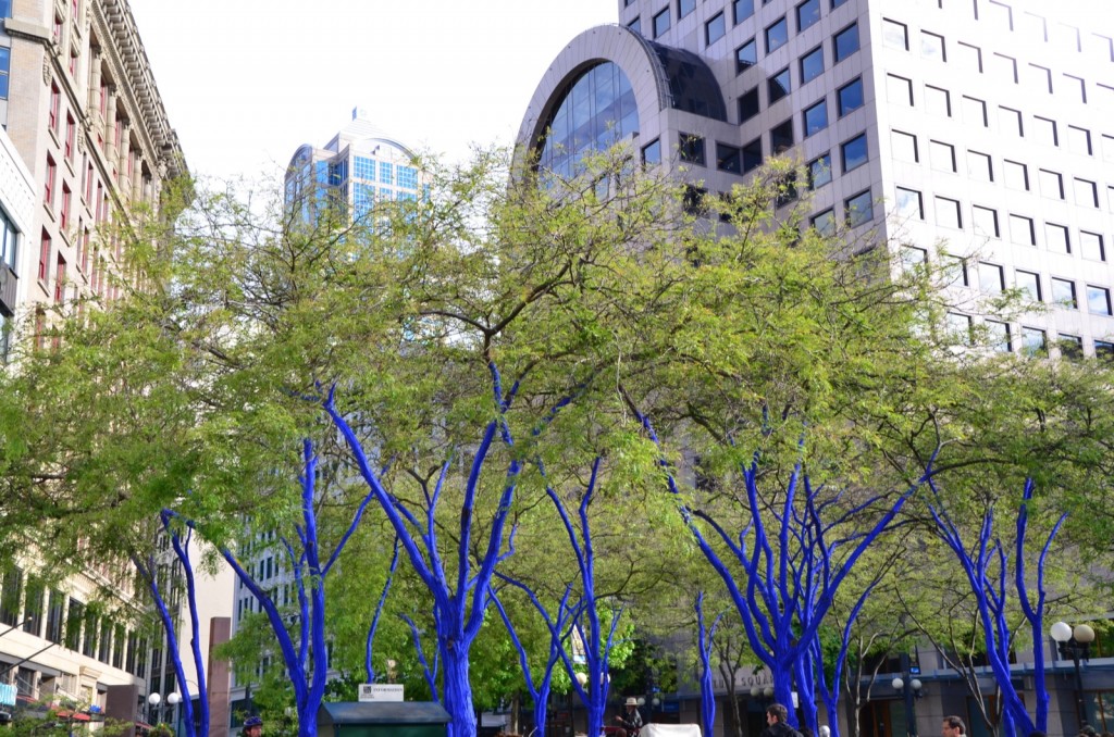 These trees painted blue looked eerie and were probably inspired by Avatar